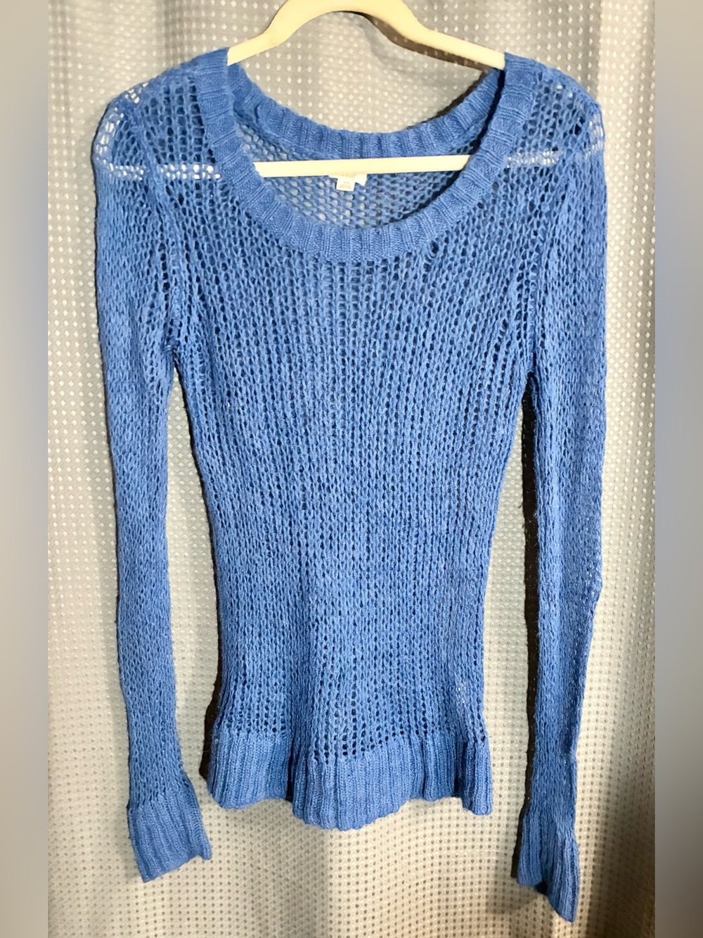 Aerie Blue Open Loose Knit Mohair Wool Scoop Neck Sweater Sz M Aeropostale